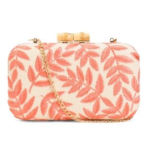 Alessia Bianchi Elegant Coral Leaf Embroidered Clutch